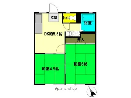 ハイムユアーズⅡ(2DK/1階)の間取り写真