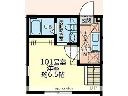 リアンスコートRS(1K/1階)の間取り写真