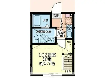 リアンスコートRS(1K/1階)の間取り写真