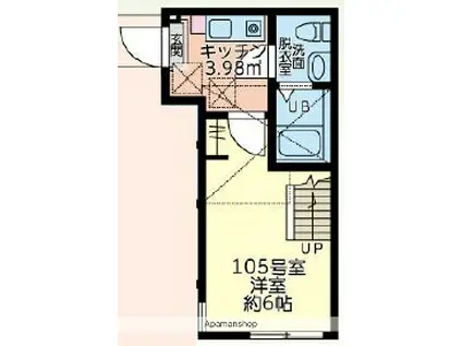 リアンスコートRS(1K/1階)の間取り写真