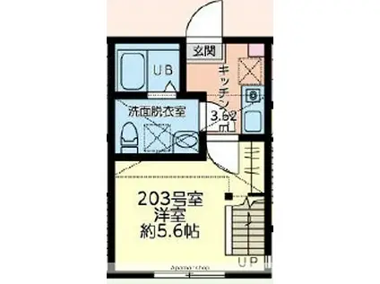 リアンスコートRS(1K/2階)の間取り写真