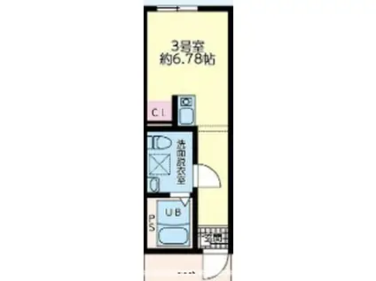 ノーステラス(ワンルーム/2階)の間取り写真