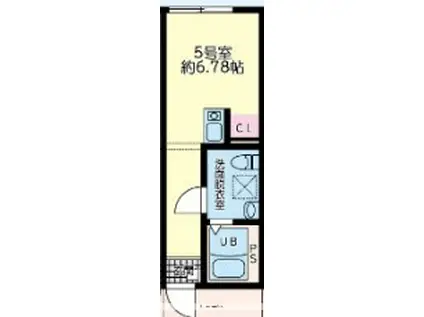 ノーステラス(ワンルーム/2階)の間取り写真
