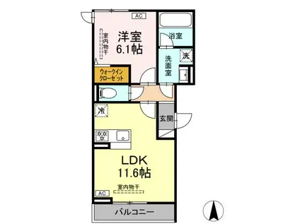 ブリューエン河原口(1LDK/3階)の間取り写真