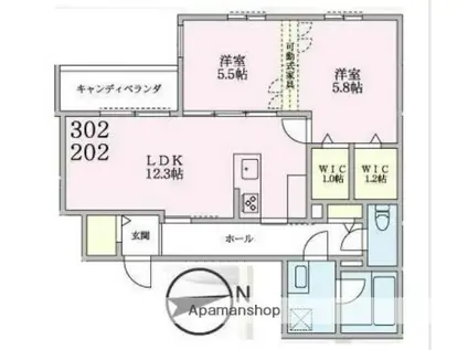 リカ・アイナ(2LDK/3階)の間取り写真