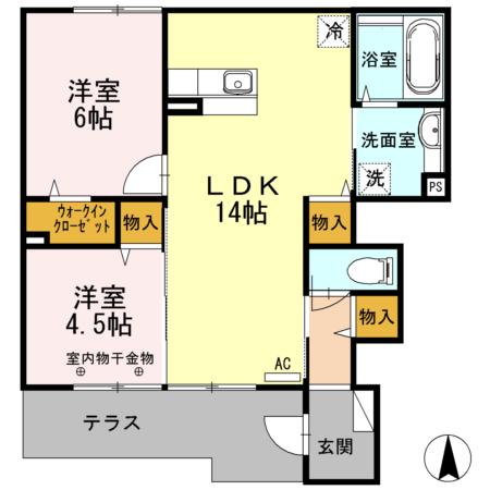 リシェル(2LDK/1階)の間取り写真