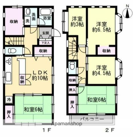 東海道本線 藤沢駅 バス乗車時間:20分 聖母の園前バス停で下車 徒歩6分 2階建 築26年(5SLDK)の間取り写真