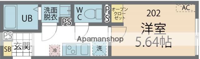 カインドネス本厚木イースト(1K/2階)の間取り写真