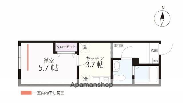 QUIET CRAB HOUSE 本郷台ⅡA号棟(1K/1階)の間取り写真