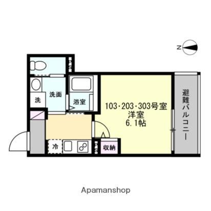 ベイルームソラーレ大師駅前(1K/1階)の間取り写真