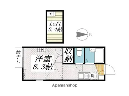 リヴェールマリン(ワンルーム/2階)の間取り写真