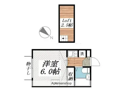 カーサ鵠沼(1K/2階)の間取り写真