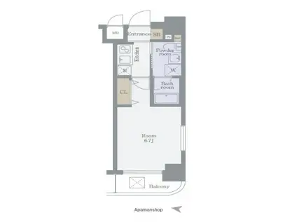 グリフィン横浜・ウエストフォルム(1K/2階)の間取り写真