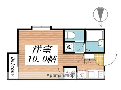 ドエル湘南(1K/2階)の間取り写真