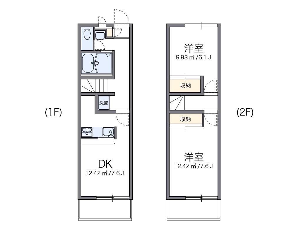 レオパレスグリーンウッドⅡ(2DK/2階)の間取り写真