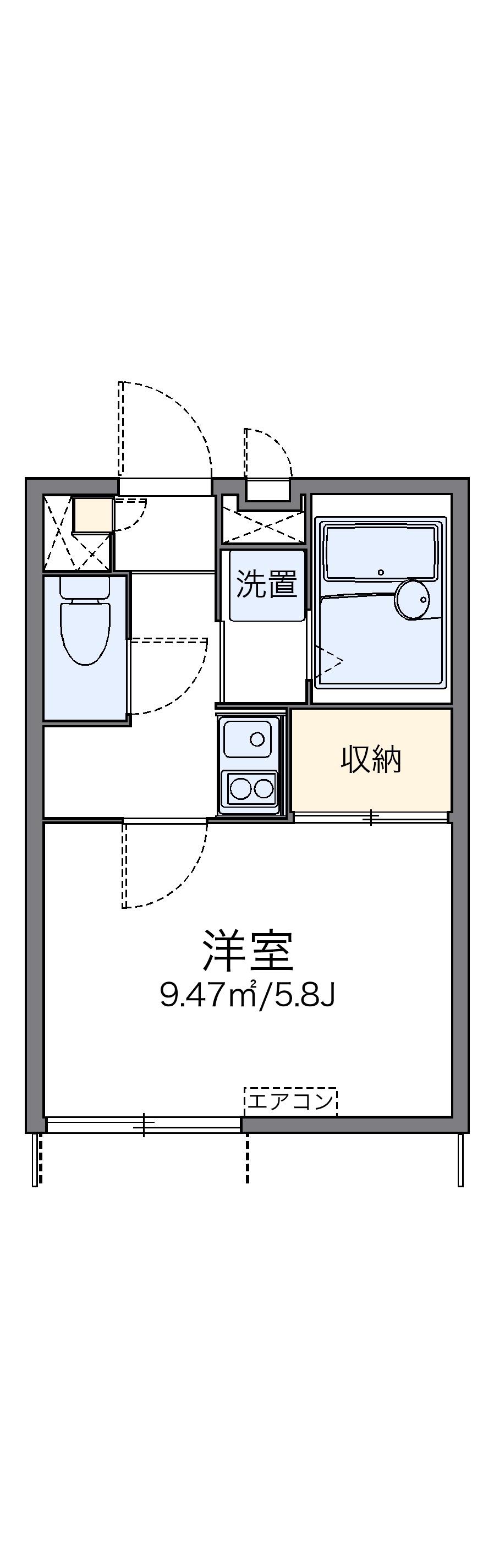 レオパレスメゾン田中Ⅱ(1K/1階)の間取り写真