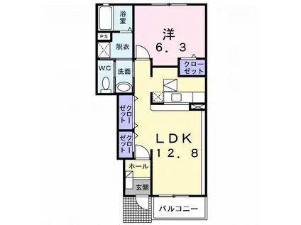 メゾンシーダ壱番館(1LDK/1階)の間取り写真