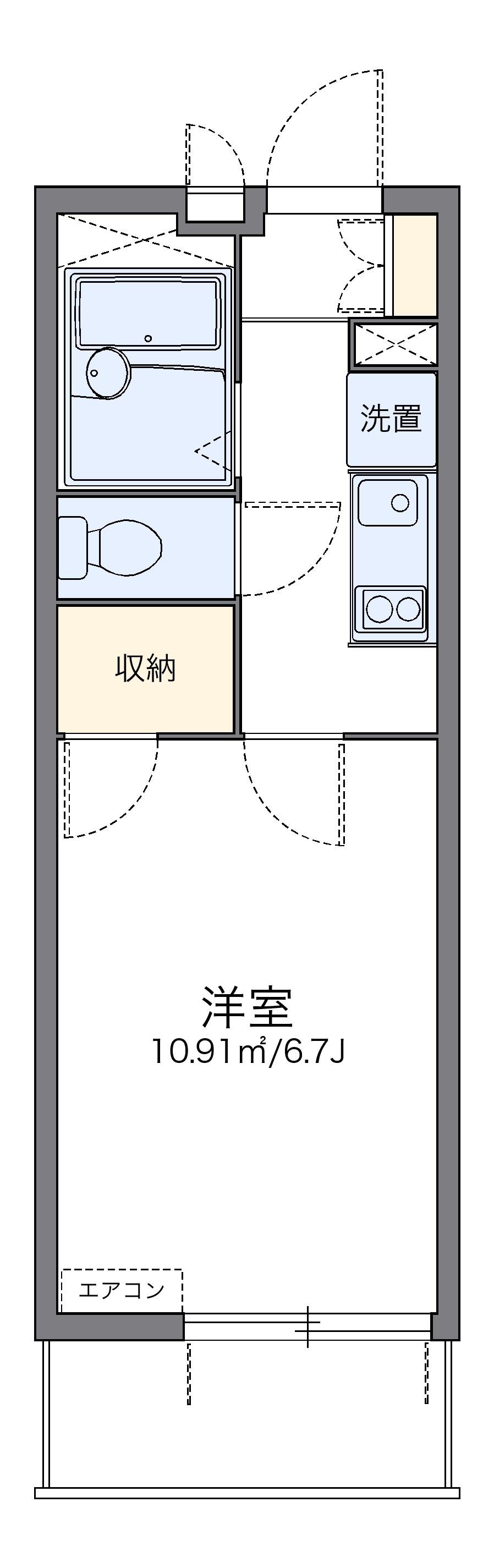 レオパレス代官町(1K/2階)の間取り写真
