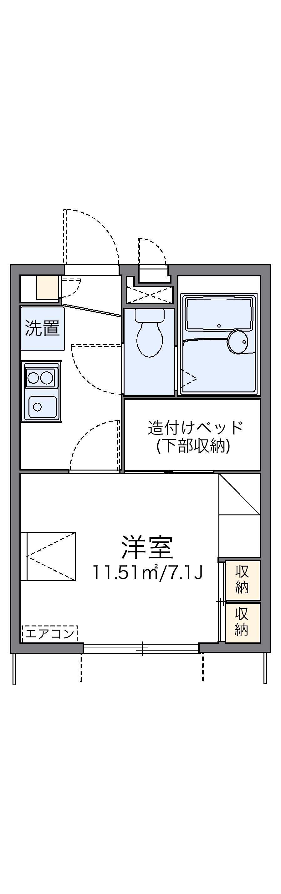 レオパレスOMOTEⅢ(1K/1階)の間取り写真