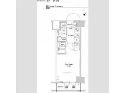 プラウドフラット登戸(1K/11階)の間取り写真