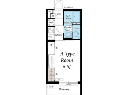 リブリ・ヴェルジュ本厚木(1K/1階)の間取り写真