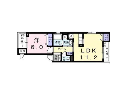 ハイツウィスタリアA(1LDK/1階)の間取り写真