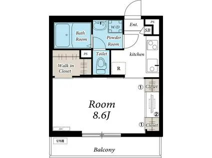 リブリ・華かまくら(1K/2階)の間取り写真