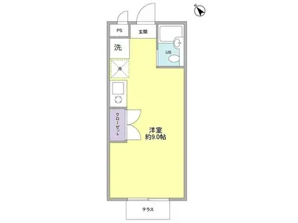 クレスト青葉台(ワンルーム/1階)の間取り写真