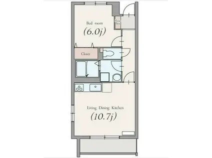 ソレアード(1LDK/1階)の間取り写真