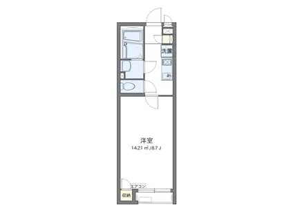 クレイノオークフォレスト(1K/2階)の間取り写真
