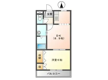 ルピナス(1LDK/2階)の間取り写真