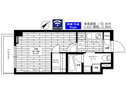 グランドコンシェルジュ多摩川アジールコート(1K/1階)の間取り写真