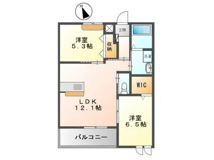 フリージアハイム(2LDK/2階)の間取り写真