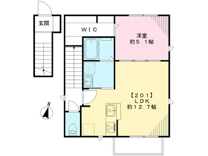 ジラソーレ(1LDK/2階)の間取り写真