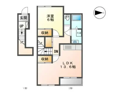 ファミール茅ヶ崎(1LDK/2階)の間取り写真