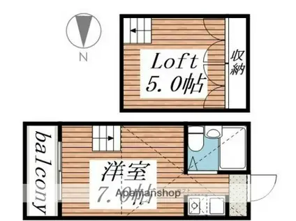 パンシオン元住吉(ワンルーム/1階)の間取り写真