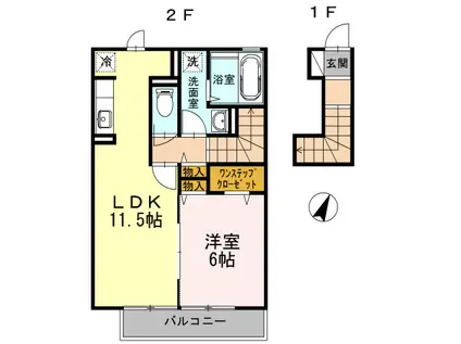 プレミールすみれ(1LDK/2階)の間取り写真