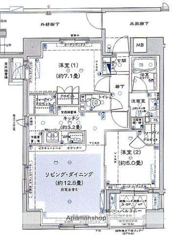 BRILLIA綱島IDSTATIONFRONTブリリア(2LDK/6階)の間取り写真