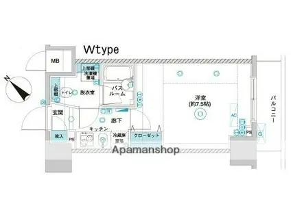 フェニックス横濱関内BAYGAIAフェニックスヨコハマカンナ(1K/8階)の間取り写真