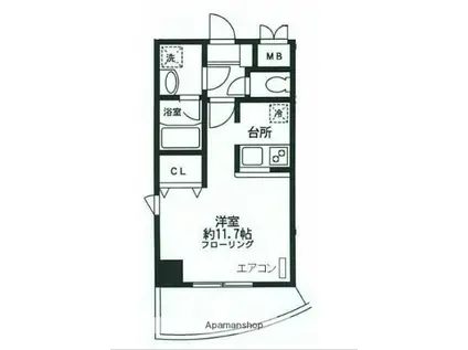 ベニシア(ワンルーム/6階)の間取り写真