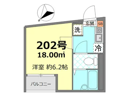 メゾンたくづの(ワンルーム/2階)の間取り写真