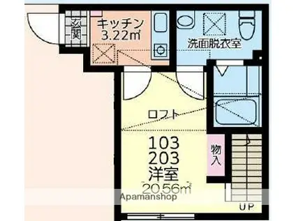 フォーマルハウト二俣川Ⅰ(1K/2階)の間取り写真