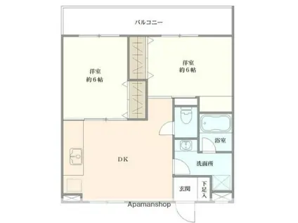 九曜ハイム(2DK/3階)の間取り写真