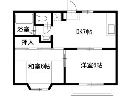 プリティ・シャトル(2DK/1階)の間取り写真
