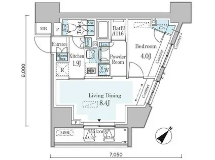 GRAN PASEO横濱関内PREMIUM(1LDK/7階)の間取り写真
