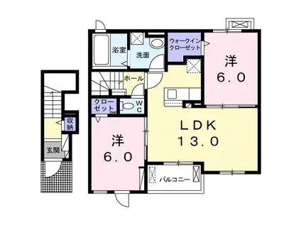 ヴィ エスターテ(2LDK/2階)の間取り写真