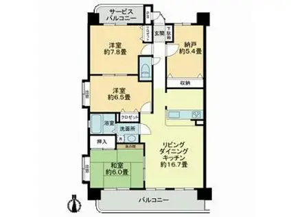 グランシャリオタワー(3SLDK/7階)の間取り写真