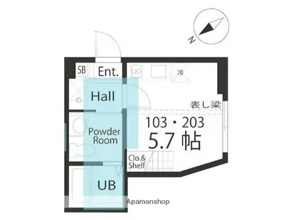 ハーミットクラブハウス井土ヶ谷3A号棟(ワンルーム/1階)の間取り写真