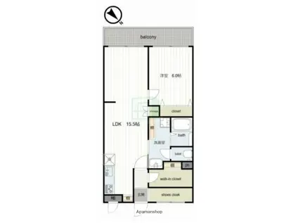 ラムズヒル蒔田(1LDK/4階)の間取り写真