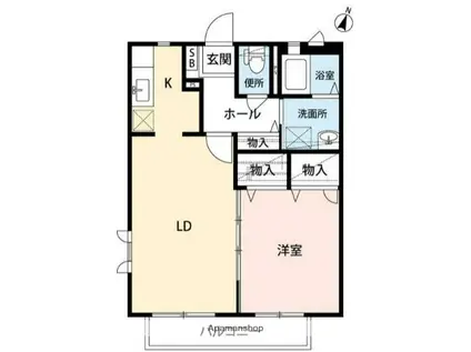 茅ヶ崎グリーンハイツ(1LDK/1階)の間取り写真